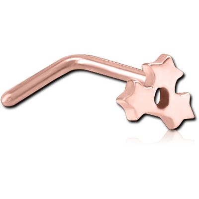 ROSE GOLD PVD COATED SURGICAL STEEL 90 DEGREE NOSE STUD - STAR