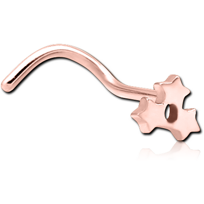 ROSE GOLD PVD COATED SURGICAL STEEL CURVED NOSE STUD - STAR
