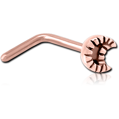 ROSE GOLD PVD COATED SURGICAL STEEL 90 DEGREE NOSE STUD