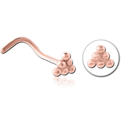 ROSE GOLD PVD COATED SURGICAL STEEL CURVED NOSE STUD