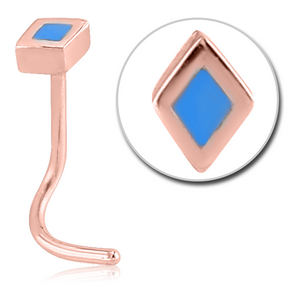 ROSE GOLD PVD COATED SURGICAL STEEL CURVED NOSE STUD - DIAMOND
