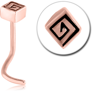 ROSE GOLD PVD COATED SURGICAL STEEL CURVED NOSE STUD - RHOMBUS