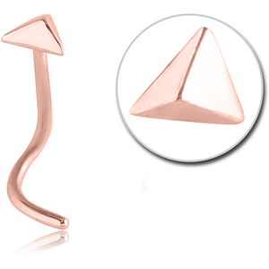 ROSE GOLD PVD COATED SURGICAL STEEL CURVED NOSE STUD - 3D TRIANGLE