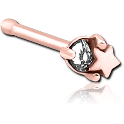 ROSE GOLD PVD COATED SURGICAL STEEL JEWELLED NOSE BONE