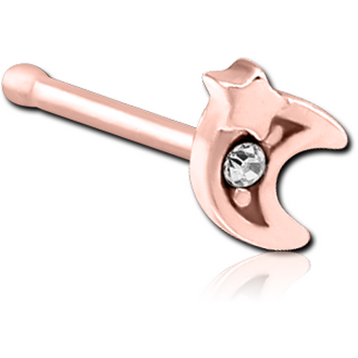 ROSE GOLD PVD COATED SURGICAL STEEL JEWELLED NOSE BONE