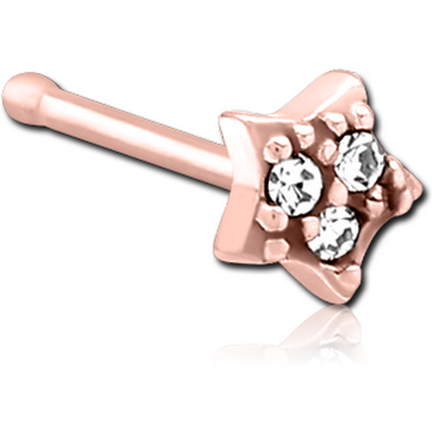 ROSE GOLD PVD COATED SURGICAL STEEL JEWELLED NOSE BONE - STAR