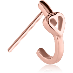ROSE GOLD PVD SURGICAL STEEL STRAIGHT WRAP AROUND NOSE STUD - HEART