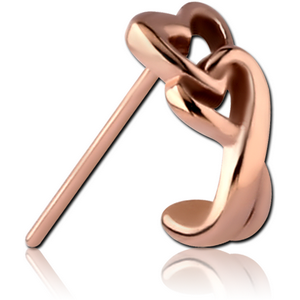 ROSE GOLD PVD COATED SURGICAL STEEL STRAIGHT WRAP AROUND NOSE STUD - HEARTS