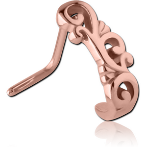ROSE GOLD PVD COATED SURGICAL STEEL 90 DEGREE WRAP AROUND NOSE STUD