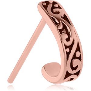 ROSE GOLD PVD COATED SURGICAL STEEL STRAIGHT WRAP AROUND NOSE STUD - FILIGREE