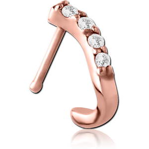 ROSE GOLD PVD COATED SURGICAL STEEL JEWELLED WRAP AROUND NOSE BONE