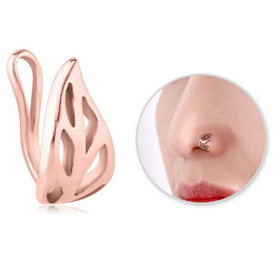 ROSE GOLD PVD COATED SURGICAL STEEL NOSE CLIP - LEAF