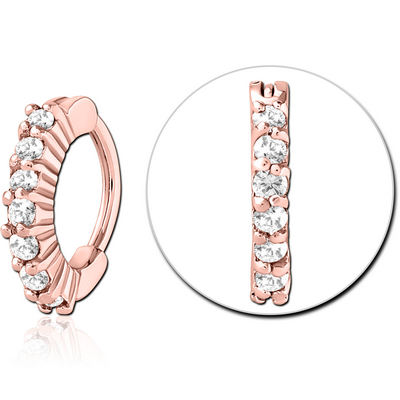 ROSE GOLD PVD COATED SURGICAL STEEL JEWELLED NOSE RING CLICKER