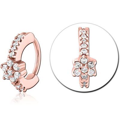 ROSE GOLD PVD COATED SURGICAL STEEL JEWELLED NOSE RING CLICKER