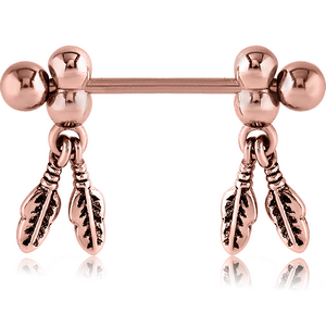 ROSE GOLD PVD COATED SURGICAL STEEL NIPPLE SHIELD - FEATHER