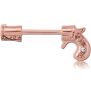 ROSE GOLD PVD COATED SURGICAL STEEL NIPPLE BAR - GUN