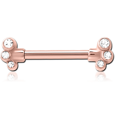 ROSE GOLD PVD COATED SURGICAL STEEL JEWELLED NIPPLE BAR