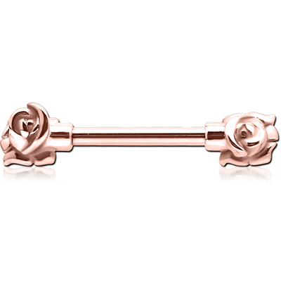 ROSE GOLD PVD COATED SURGICAL STEEL NIPPLE BAR