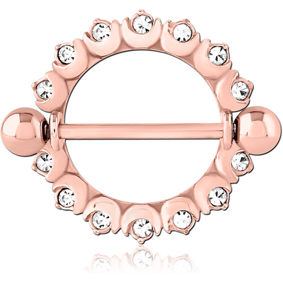 ROSE GOLD PVD COATED SURGICAL STEEL JEWELLED NIPPLE SHIELD