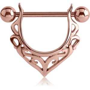 ROSE GOLD PVD COATED SURGICAL STEEL NIPPLE SHIELD - FILIGREE V
