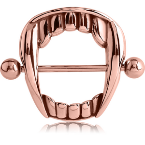 ROSE GOLD PVD COATED SURGICAL STEEL NIPPLE SHIELD - FANGS