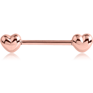 ROSE GOLD PVD COATED SURGICAL STEEL NIPPLE BAR - HEARTS