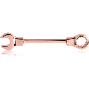 ROSE GOLD PVD COATED SURGICAL STEEL NIPPLE BAR - WRENCH