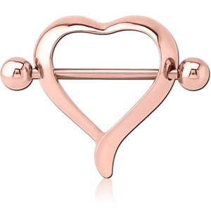 ROSE GOLD PVD COATED SURGICAL STEEL NIPPLE SHIELD - HEART