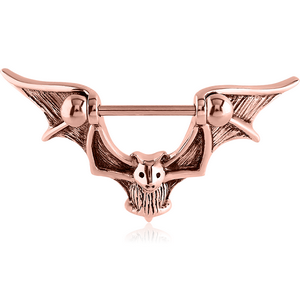 ROSE GOLD PVD COATED SURGICAL STEEL NIPPLE SHIELD - BAT