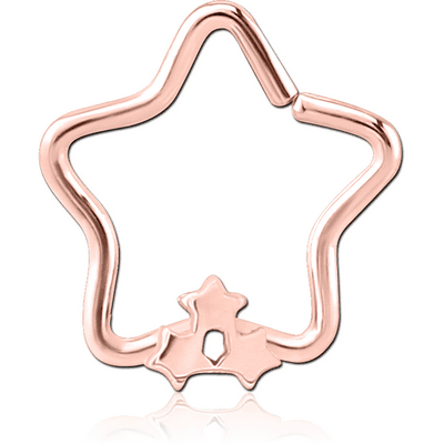 ROSE GOLD PVD COATED SURGICAL STEEL OPEN STAR SEAMLESS RING - TRIPLE STAR