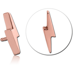 ROSE GOLD PVD COATED SURGICAL STEEL PUSH FIT ATTACHMENT FOR BIOFLEX INTERNAL LABRET - LIGHTNING