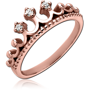 ROSE GOLD PVD COATED SURGICAL STEEL JEWELLED RING - CROWN