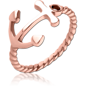 ROSE GOLD PVD COATED SURGICAL STEEL RING - ANCHOR