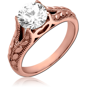 ROSE GOLD PVD COATED SURGICAL STEEL JEWELLED RING