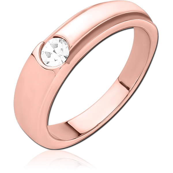 ROSE GOLD PVD COATED SURGICAL STEEL JEWELLED RING