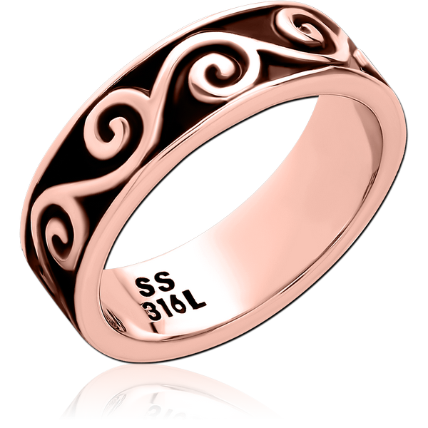 ROSE GOLD PVD COATED SURGICAL STEEL RING