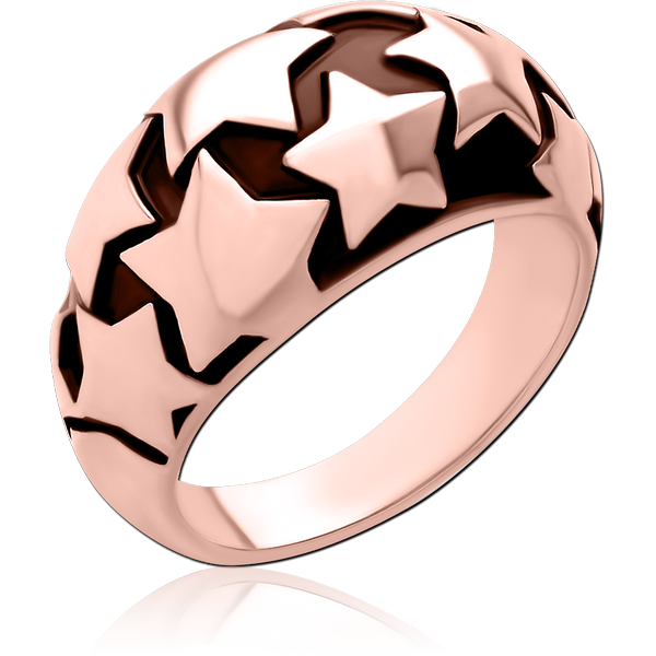 ROSE GOLD PVD COATED SURGICAL STEEL RING - STARS