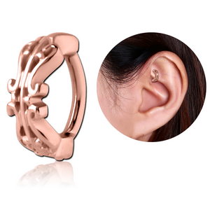 ROSE GOLD PVD COATED SURGICAL STEEL ROOK CLICKER - FILIGREE