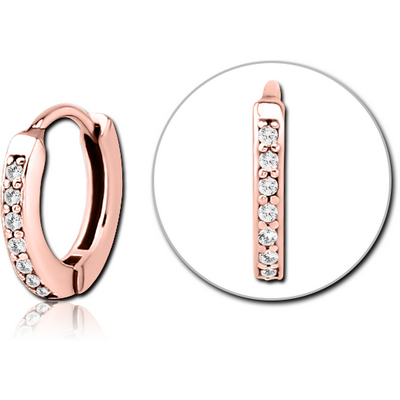 ROSE GOLD PVD COATED SURGICAL STEEL JEWELLED MULTI PURPOSE HUGGIE PIERCING