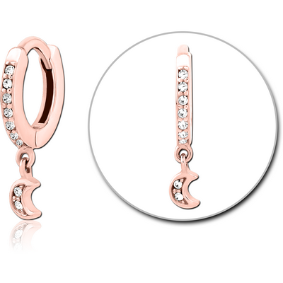ROSE GOLD PVD COATED SURGICAL STEEL JEWELLED MULTI PURPOSE HUGGIE PIERCING