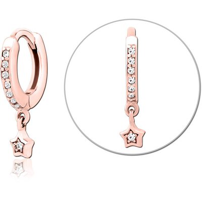 ROSE GOLD PVD COATED SURGICAL STEEL JEWELLED MULTI PURPOSE HUGGIE PIERCING