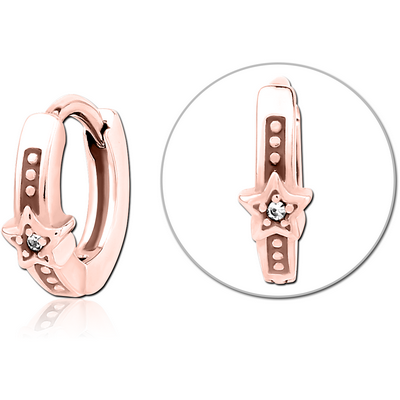 ROSE GOLD PVD COATED SURGICAL STEEL JEWELLED MULTI PURPOSE HUGGIE PIERCING