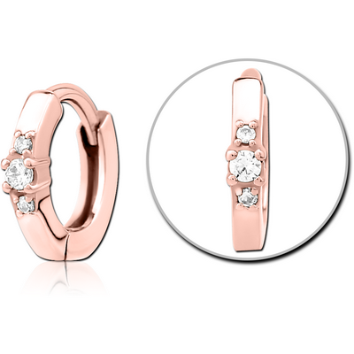 ROSE GOLD PVD COATED SURGICAL STEEL JEWELLED MULTI PURPOSE HUGGIE PIERCING
