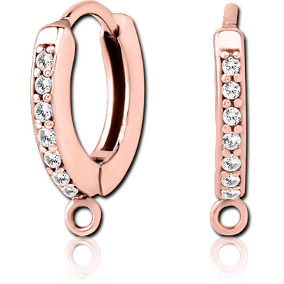 ROSE GOLD PVD COATED SURGICAL STEEL JEWELLED HUGGIES PAIR