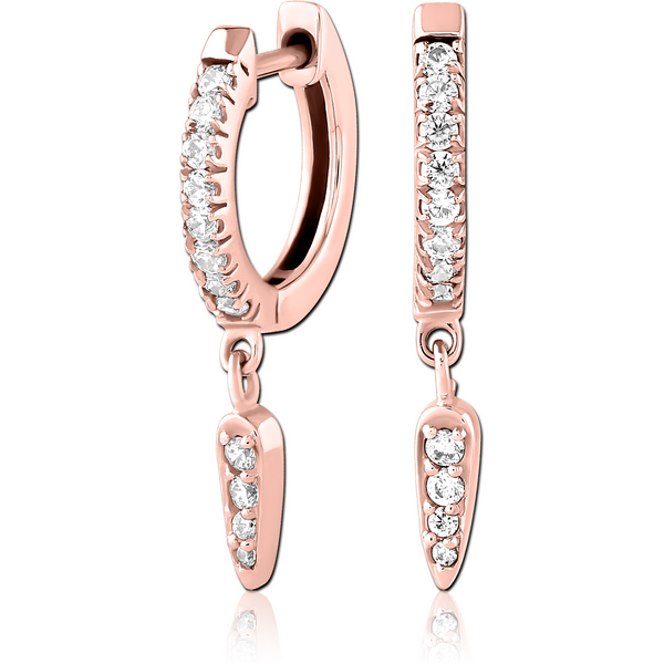 ROSE GOLD PVD COATED SURGICAL STEEL JEWELLED HUGGIES PAIR