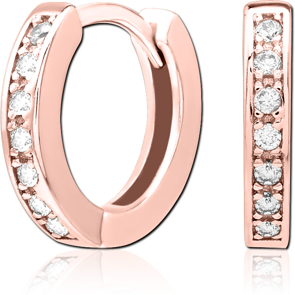 ROSE GOLD PVD COATED SURGICAL STEEL JEWELLED HUGGIES PAIR