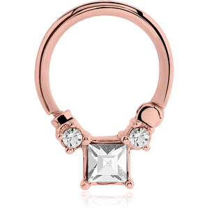 ROSE GOLD PVD COATED SURGICAL STEEL SWAROVSKI CRYSTAL JEWELLED HINGED SEPTUM CLICKER