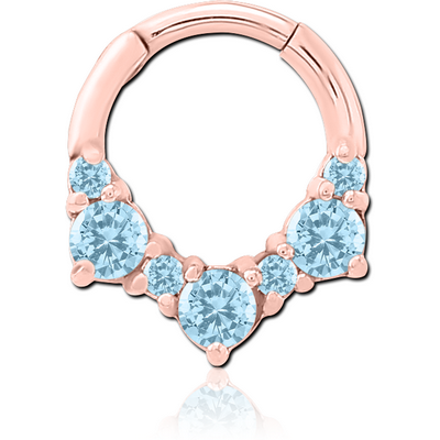 ROSE GOLD PVD COATED SURGICAL STEEL JEWELLED HINGED SEPTUM CLICKER RING