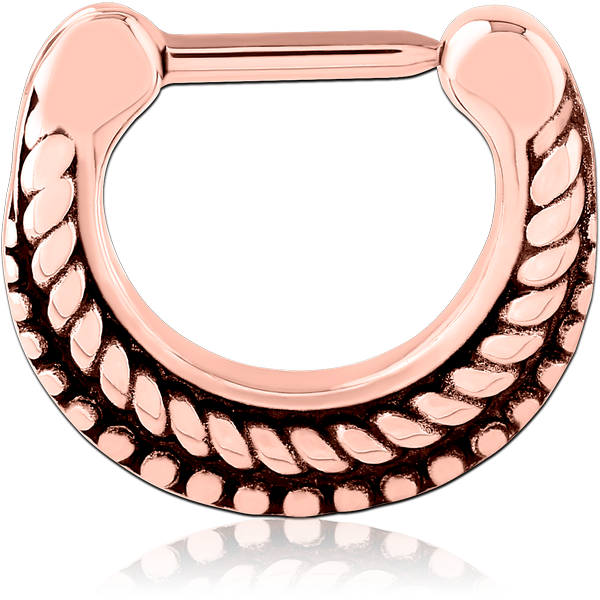 ROSE GOLD PVD COATED SURGICAL STEEL HINGED SEPTUM CLICKER RING