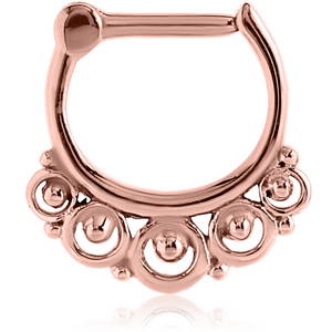 ROSE GOLD PVD COATED SURGICAL STEEL HINGED SEPTUM CLICKER
